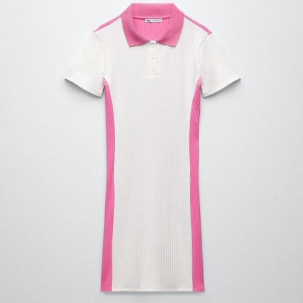 ZARA POLO DRESS WITH CONTRASTING RIB TRIM
